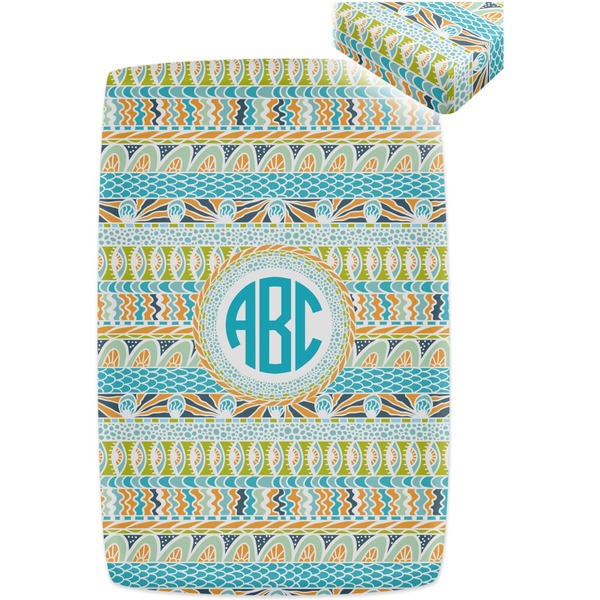 Abstract Teal Stripes Crib Fitted Sheet - Apvl