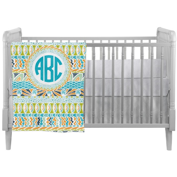 Custom Abstract Teal Stripes Crib Comforter / Quilt (Personalized)