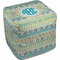 Abstract Teal Stripes Cube Poof Ottoman (Bottom)