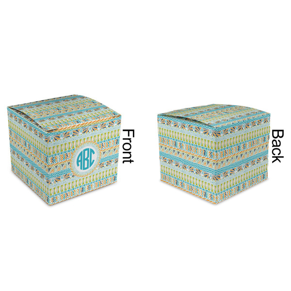 Abstract Teal Stripes Cubic Gift Box - Approval