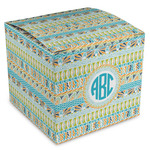 Abstract Teal Stripes Cube Favor Gift Boxes (Personalized)