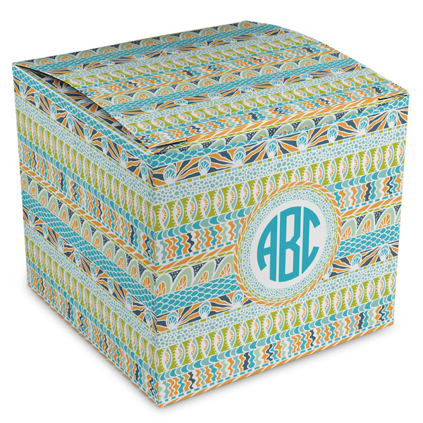 Custom Abstract Teal Stripes Cube Favor Gift Boxes (Personalized)