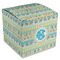 Abstract Teal Stripes Cube Favor Gift Box - Front/Main