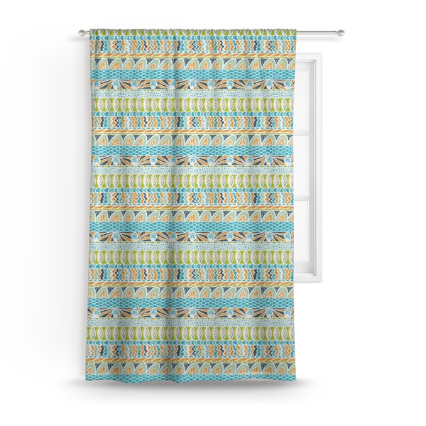 Custom Abstract Teal Stripes Curtain - 50"x84" Panel