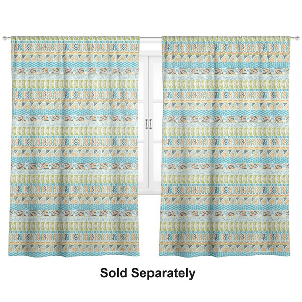 Custom Abstract Teal Stripes Curtain Panel - Custom Size
