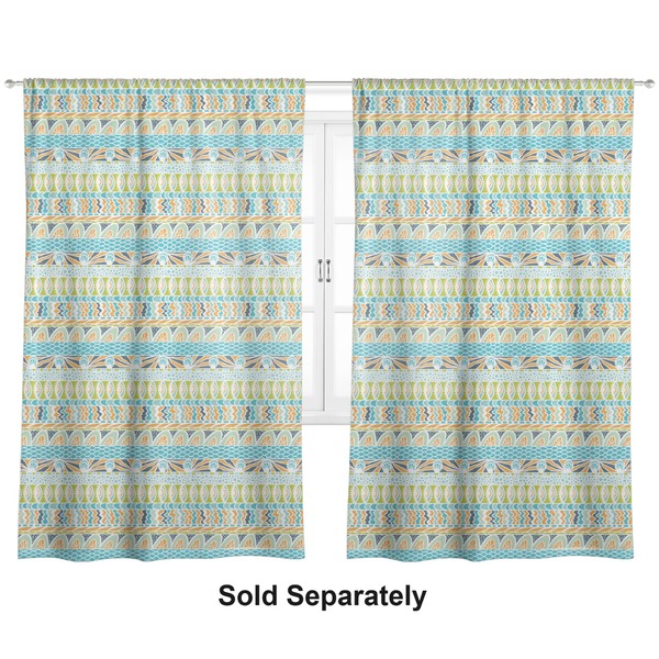 Abstract Teal Stripes Curtains