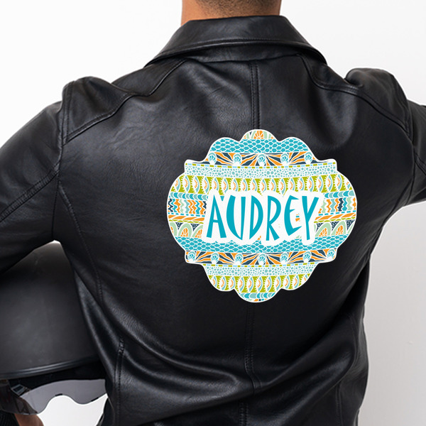 Abstract Teal Stripes Custom Shape Iron On Patches - XXXL - APPROVAL