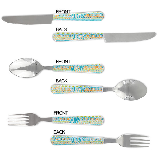 Abstract Teal Stripes Cutlery Set - APPROVAL