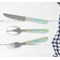 Abstract Teal Stripes Cutlery Set - w/ PLATE