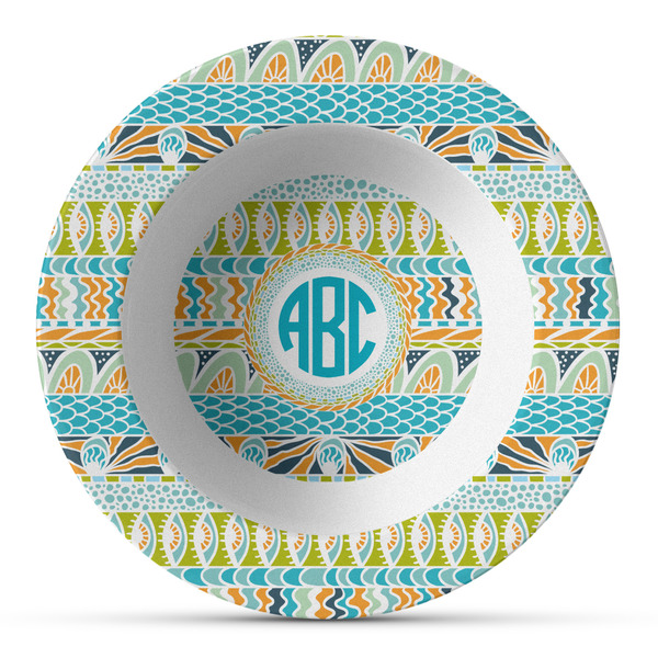 Custom Abstract Teal Stripes Plastic Bowl - Microwave Safe - Composite Polymer (Personalized)