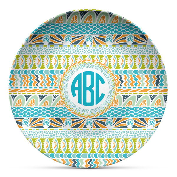 Custom Abstract Teal Stripes Microwave Safe Plastic Plate - Composite Polymer (Personalized)