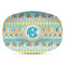 Abstract Teal Stripes Plastic Platter - Microwave & Oven Safe Composite Polymer (Personalized)