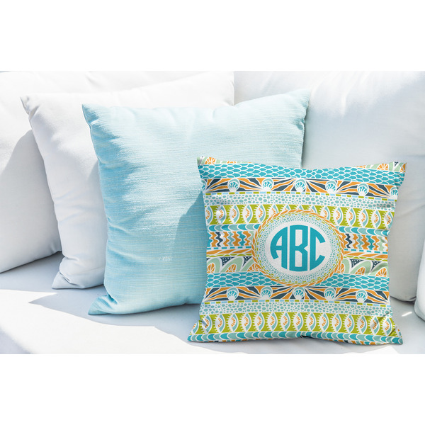 Abstract Teal Stripes Decorative Pillow Case - LIFESTYLE 2
