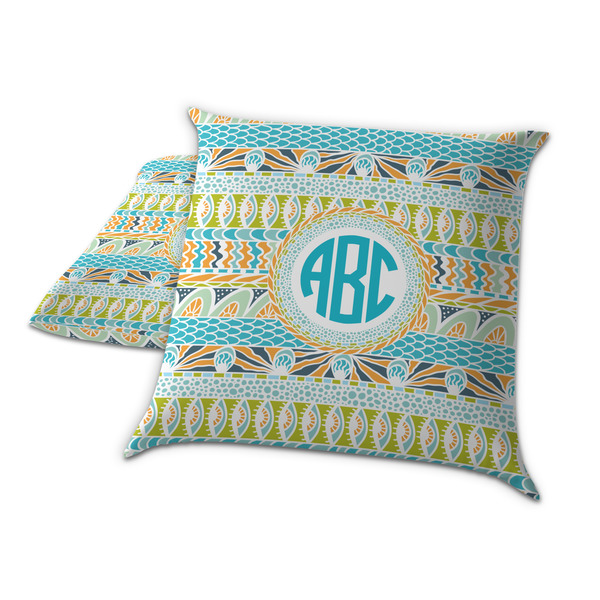 Abstract Teal Stripes Decorative Pillow Case - TWO