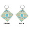 Abstract Teal Stripes Diamond Keychain (Front + Back)