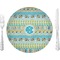 Abstract Teal Stripes Dinner Plate