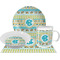 Abstract Teal Stripes Dinner Set - 4 Pc (Personalized)