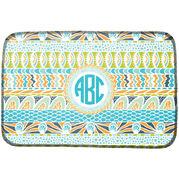 Custom Abstract Teal Stripes Dish Drying Mat (Personalized)