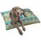 Abstract Teal Stripes Dog Bed - Large LIFESTYLE