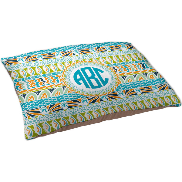 Abstract Teal Stripes Dog Bed - Large