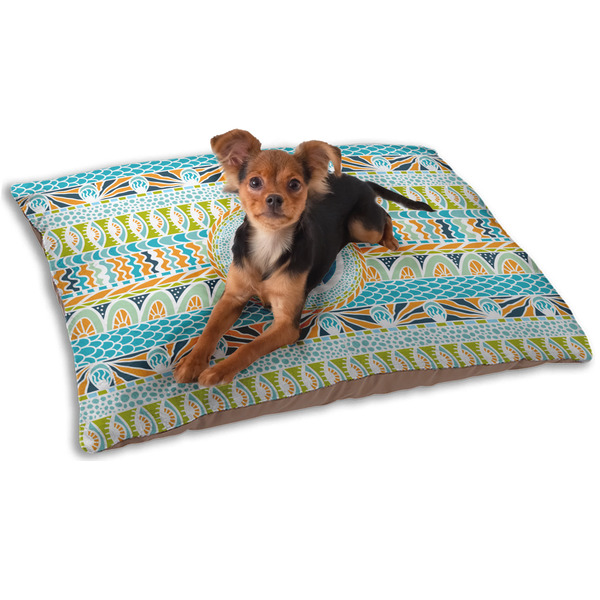 Abstract Teal Stripes Dog Bed - Small LIFESTYLE