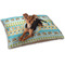 Abstract Teal Stripes Dog Bed - Small w/ Monogram