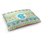 Abstract Teal Stripes Dog Bed - Medium w/ Monogram