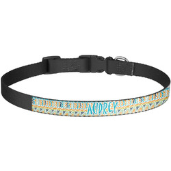 Abstract Teal Stripes Dog Collar - Large (Personalized)