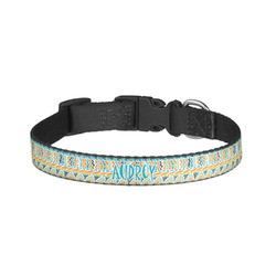 Abstract Teal Stripes Dog Collar - Small (Personalized)