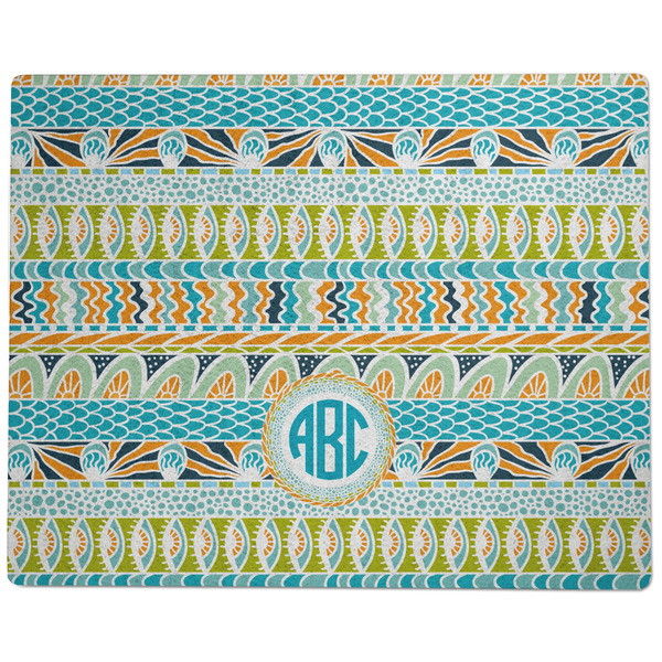 Abstract Teal Stripes Dog Food Mat - Large without Bowls