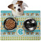 Abstract Teal Stripes Dog Food Mat - Medium LIFESTYLE