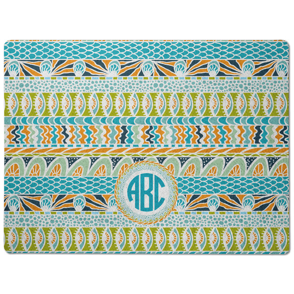 Abstract Teal Stripes Dog Food Mat - Medium without bowls