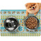 Abstract Teal Stripes Dog Food Mat - Small LIFESTYLE