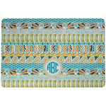 Abstract Teal Stripes Dog Food Mat w/ Monogram