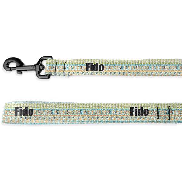 Custom Abstract Teal Stripes Deluxe Dog Leash - 4 ft (Personalized)