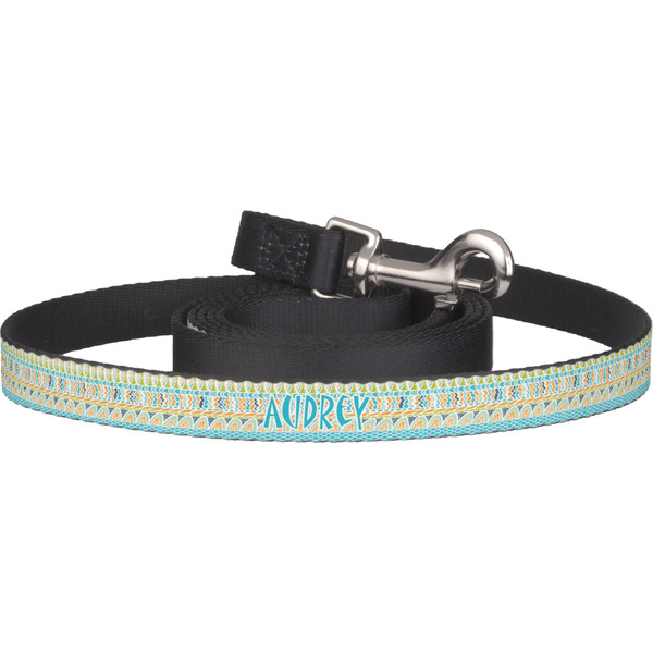 Custom Abstract Teal Stripes Dog Leash (Personalized)
