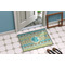 Abstract Teal Stripes Door Mat Lifestyle