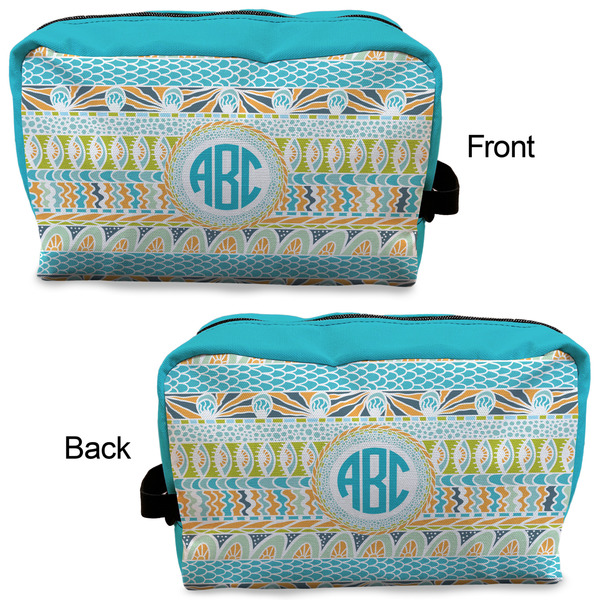 Abstract Teal Stripes Dopp Kit - Approval