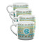 Abstract Teal Stripes Double Shot Espresso Mugs - Set of 4 Front