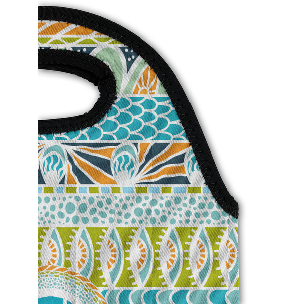 Abstract Teal Stripes Double Wine Tote - Detail 1 (new)