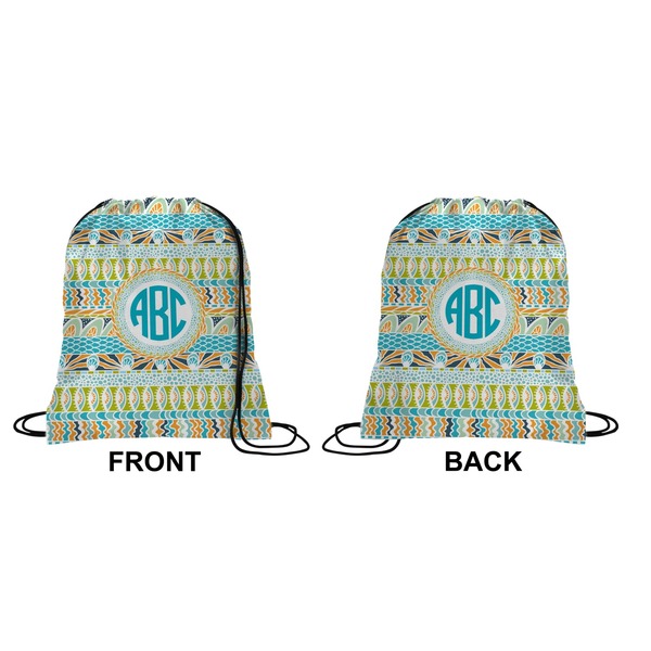 Abstract Teal Stripes Drawstring Backpack