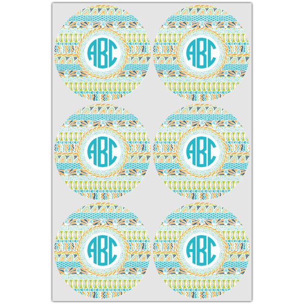 Abstract Teal Stripes Drink Topper - Large - Set of 6