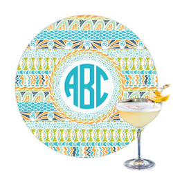 Abstract Teal Stripes Printed Drink Topper (Personalized)