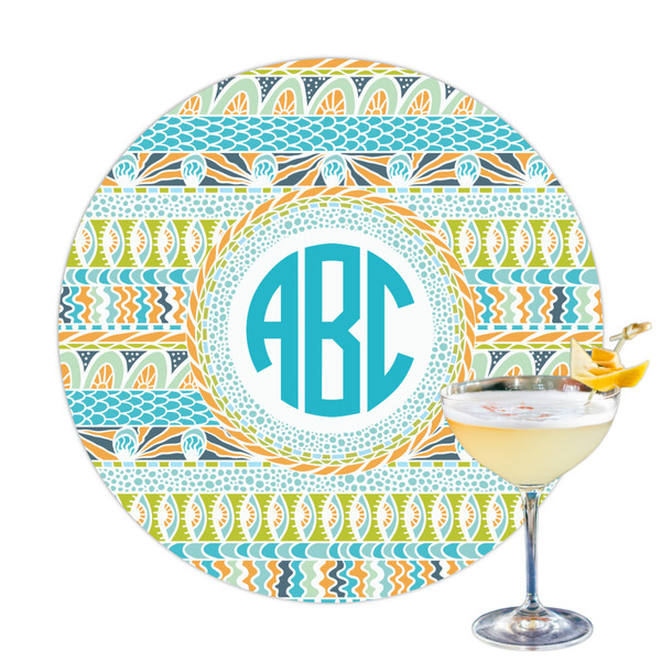 Custom Abstract Teal Stripes Printed Drink Topper (Personalized)