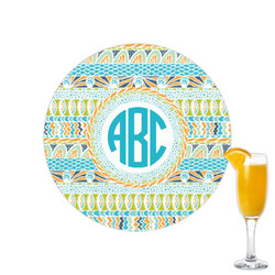 Abstract Teal Stripes Printed Drink Topper - 2.15" (Personalized)