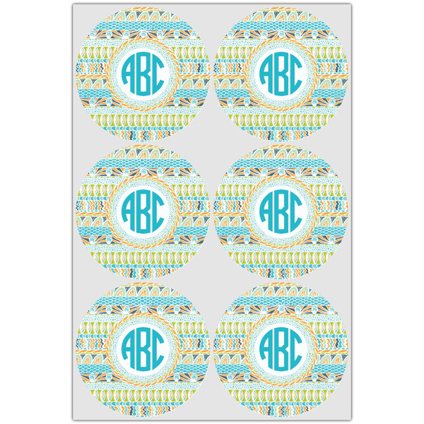 Abstract Teal Stripes Drink Topper - XLarge - Set of 6