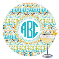 Abstract Teal Stripes Printed Drink Topper - 3.5" (Personalized)