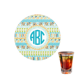 Abstract Teal Stripes Printed Drink Topper - 1.5" (Personalized)