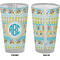 Abstract Teal Stripes Pint Glass - Full Color - Front & Back Views