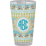 Abstract Teal Stripes Pint Glass - Full Color (Personalized)
